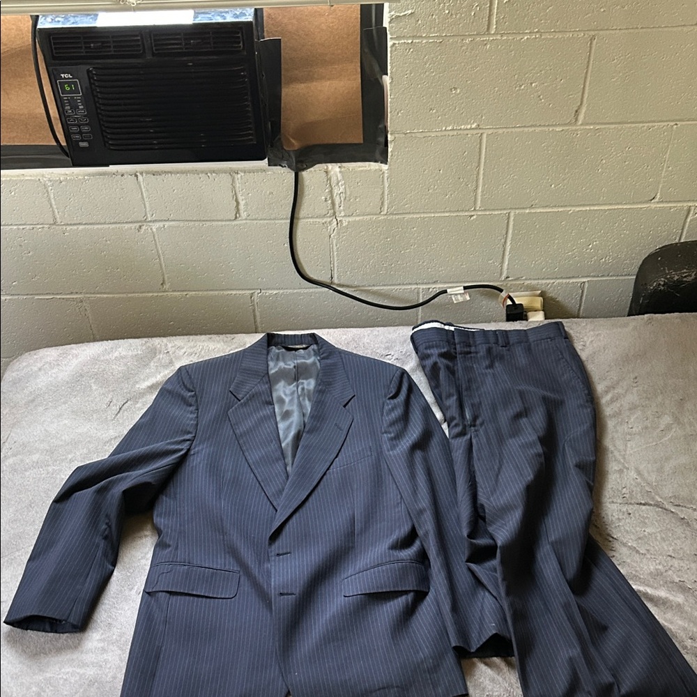 Classic Navy Pinstripe Men's Suit